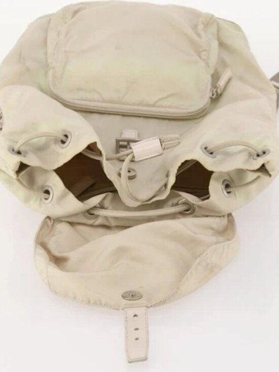 PRADA Backpack Nylon White Silver Auth bs33253